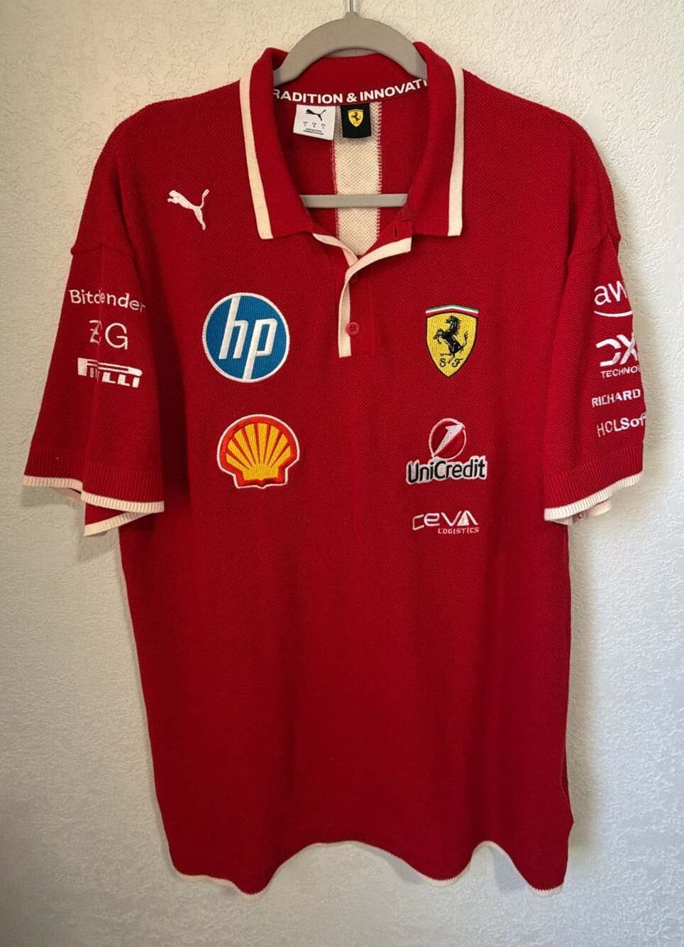 Puma Scuderia Ferrari F1 Team Knitted Polo Size L Red